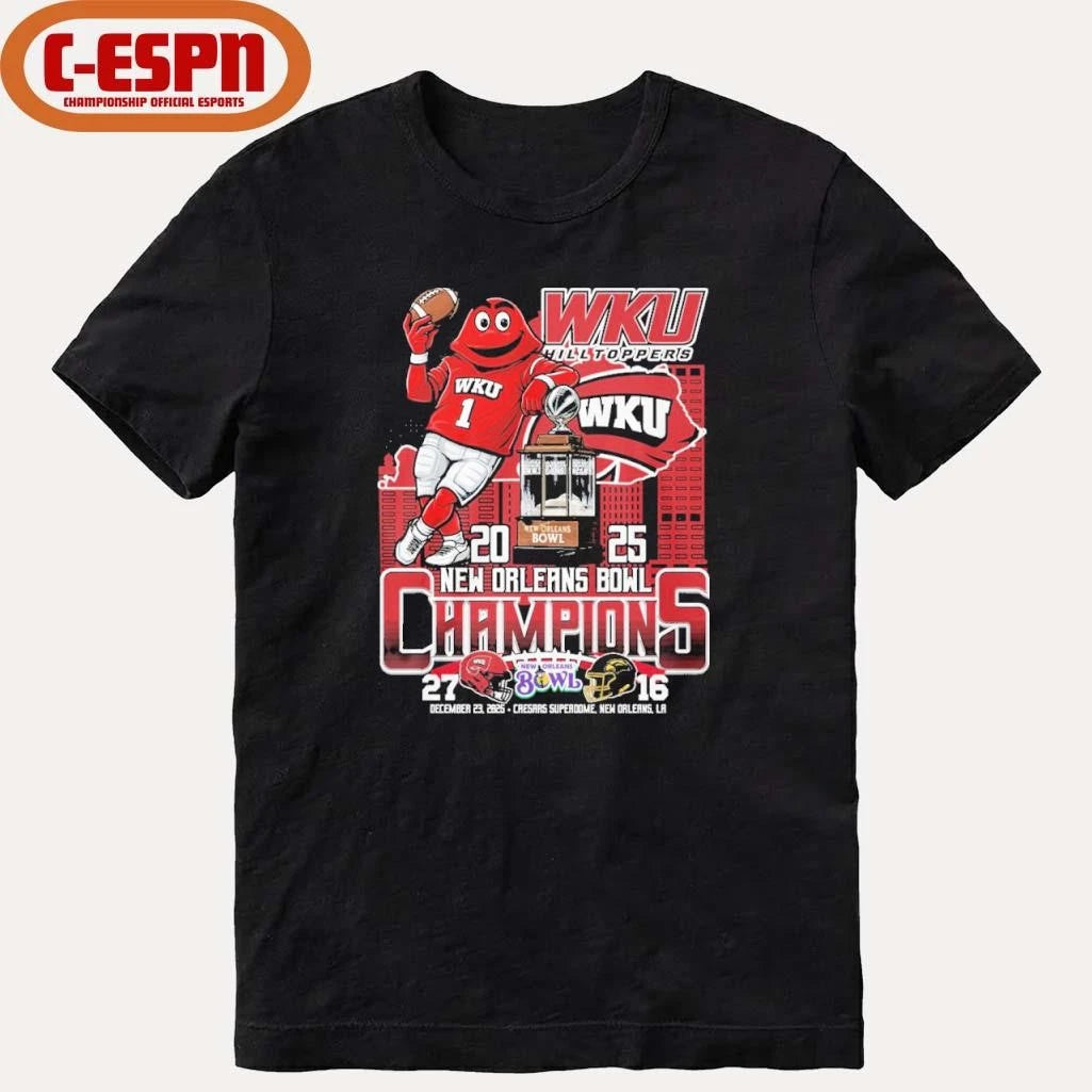 Official WKU Hilltoppers Mascot 2025 New Orleans Bowl Champions Score Shirt