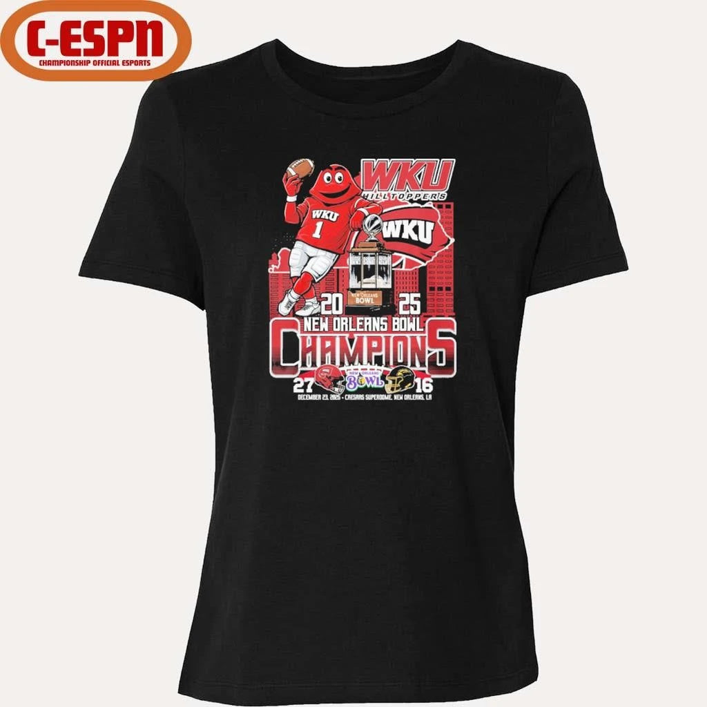 Official WKU Hilltoppers Mascot 2025 New Orleans Bowl Champions Score Shirt