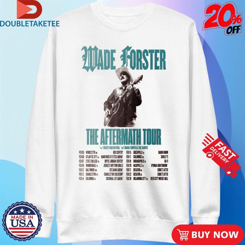 Official Wade Forster The Aftermath Tour 2026 Dates Guitar Shirts