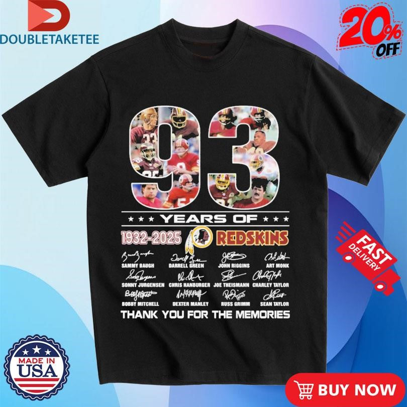 Official Washington Commanders 93 Years Of 1932 2025 Redskins Thank You For The Memories Signatures Shirts