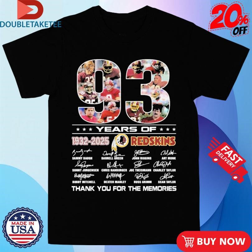 Official Washington Commanders 93 Years Of 1932 2025 Redskins Thank You For The Memories Signatures Shirts
