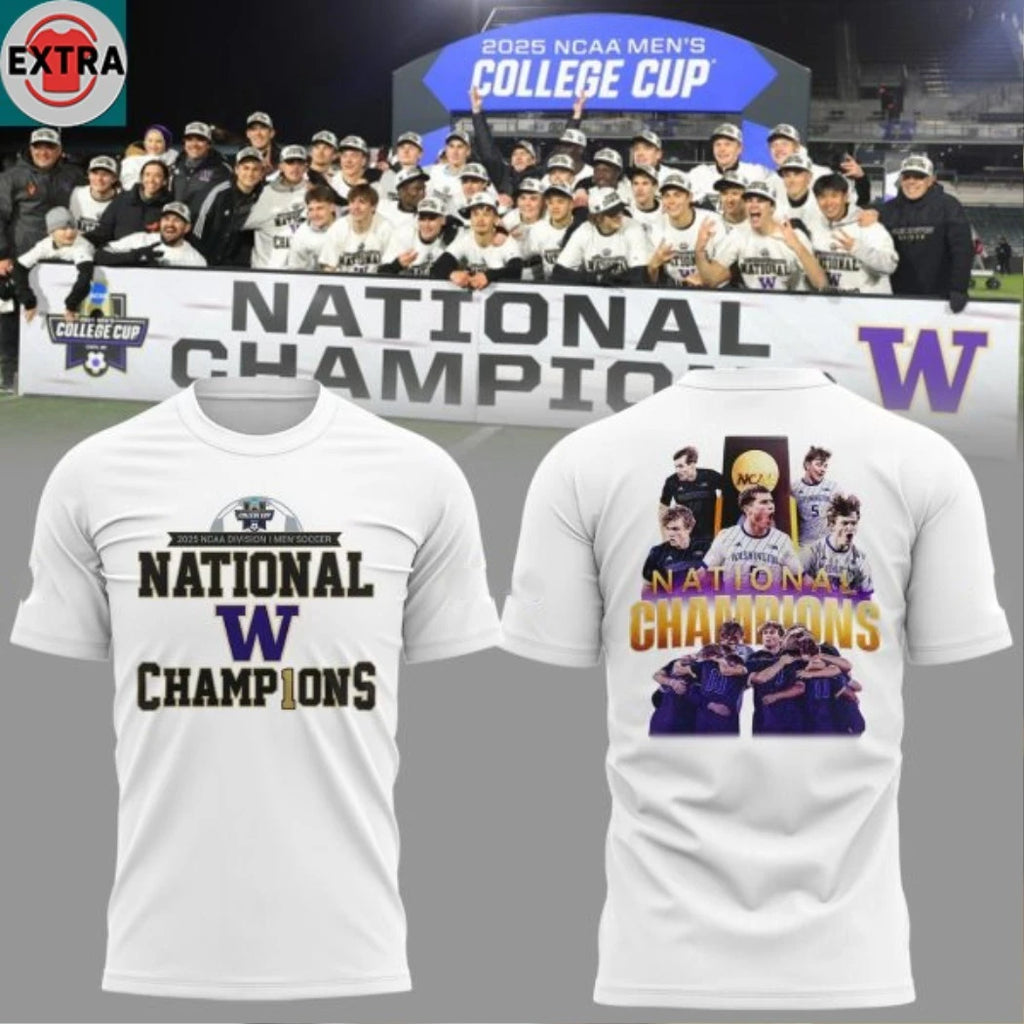 Official Washington Huskies 2025 National Champions NCAA Men’s Soccer Logo Hoodie T-Shirt