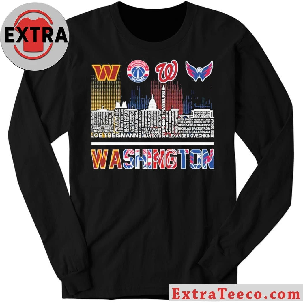 Official Washington Redskins Wizards Capitals Washington Nationals Proud City And Logo T-Shirt
