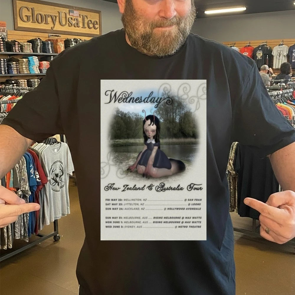 Official Wednesday Tour New Zealand &amp; Australia 2026 Poster Shirt