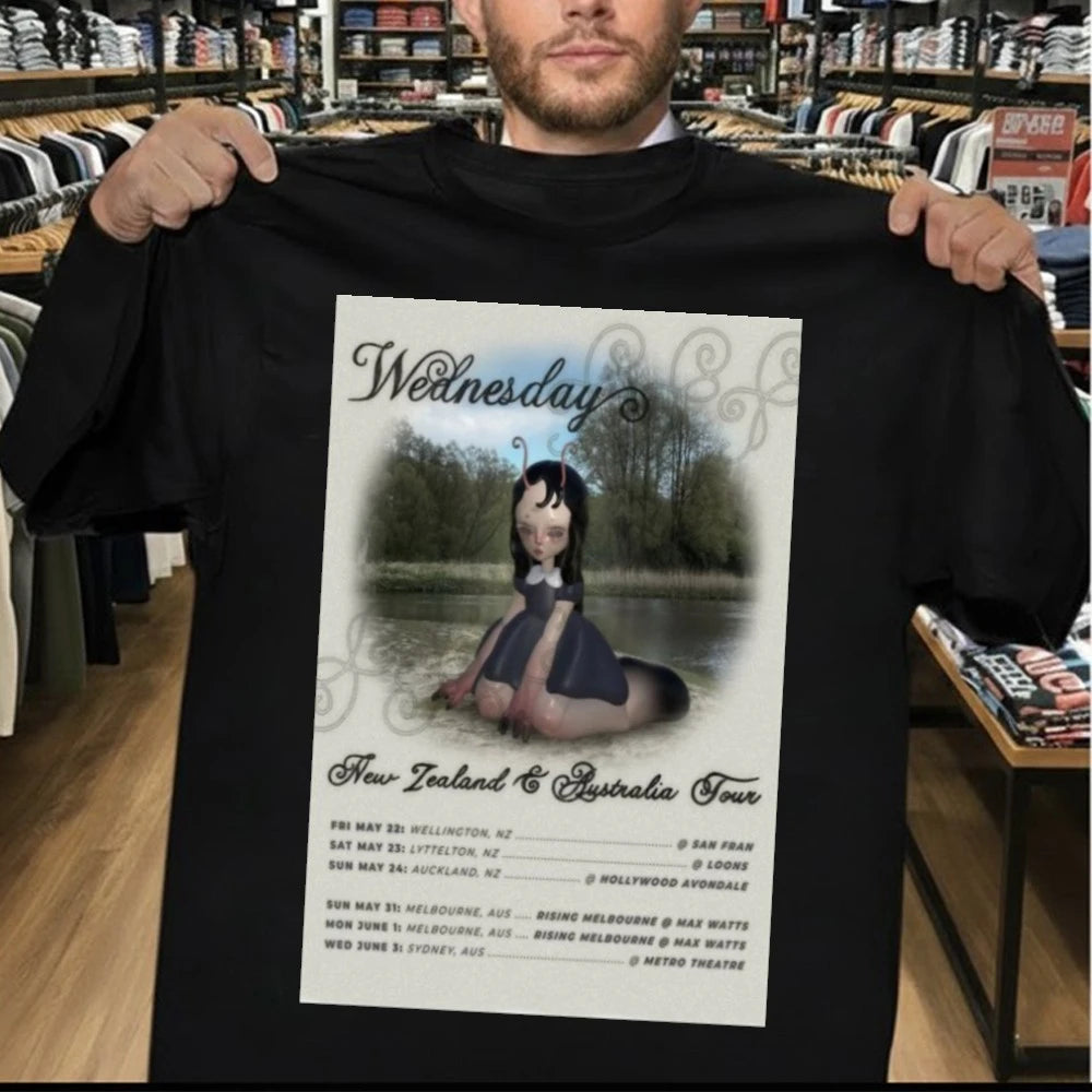 Official Wednesday Tour New Zealand &amp; Australia 2026 Poster Shirt
