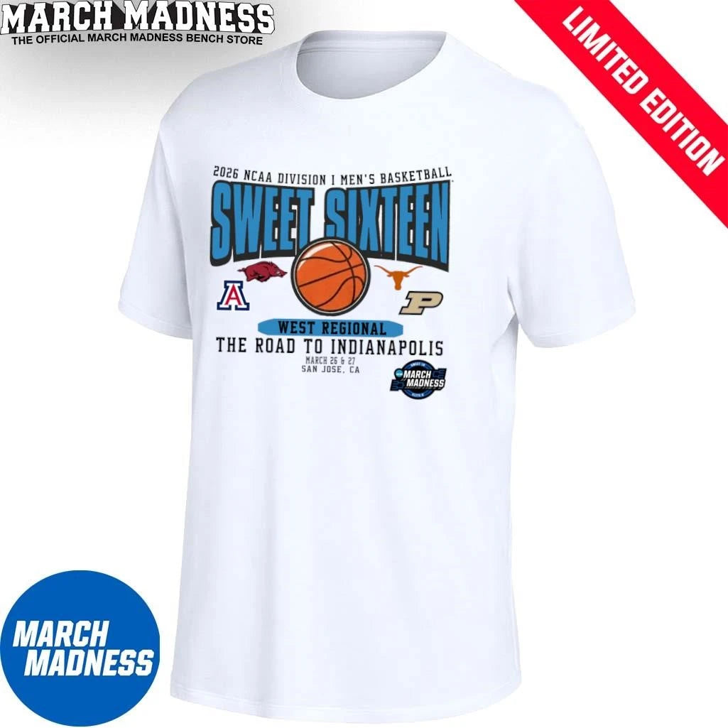 Official West Regional Teams 2026 NCAA Division I Men’s Basketball Sweet Sixteen T-Shirt
