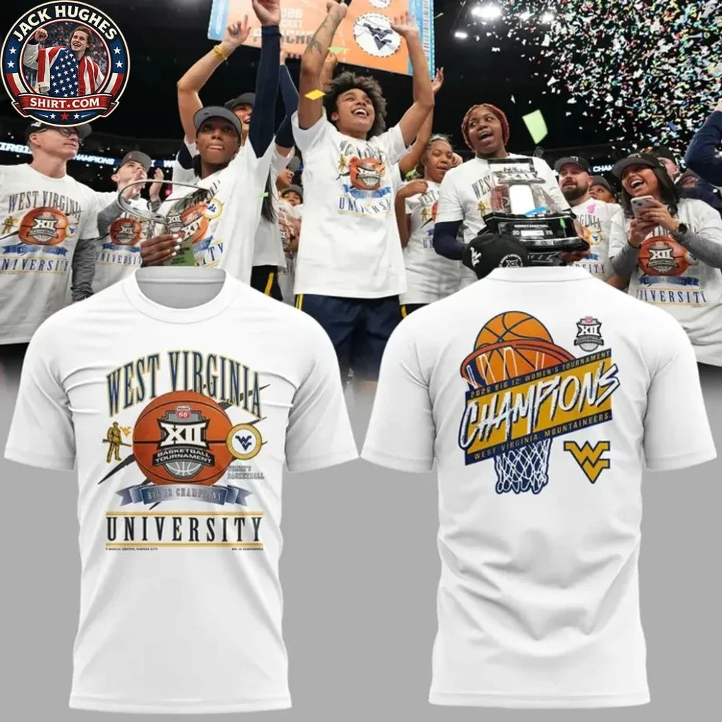 Official West Virginia Mountaineers Big 12 Women’s Basketball Tournament Champions 2026 Logo Two Sided Shirt