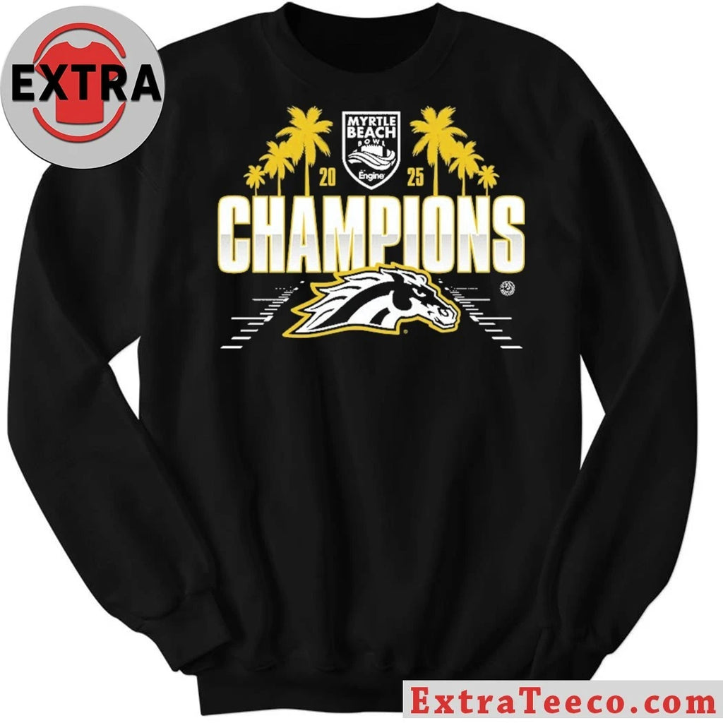 Official Western Michigan Broncos 2025 NCAA Football Myrtle Beach Bowl Champions Shirt