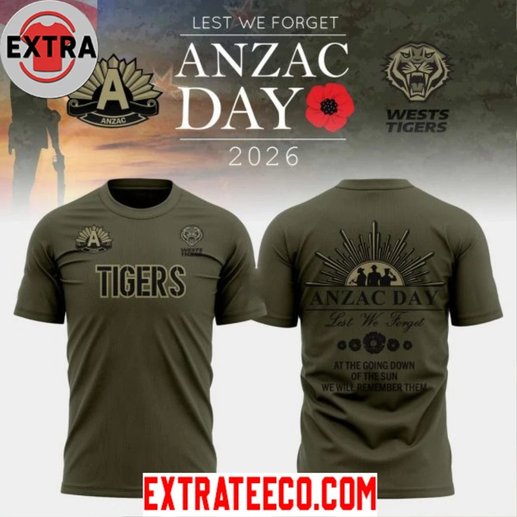 Official Wests Tigers Anzac Day 2026 Logo Two Sided Shirt
