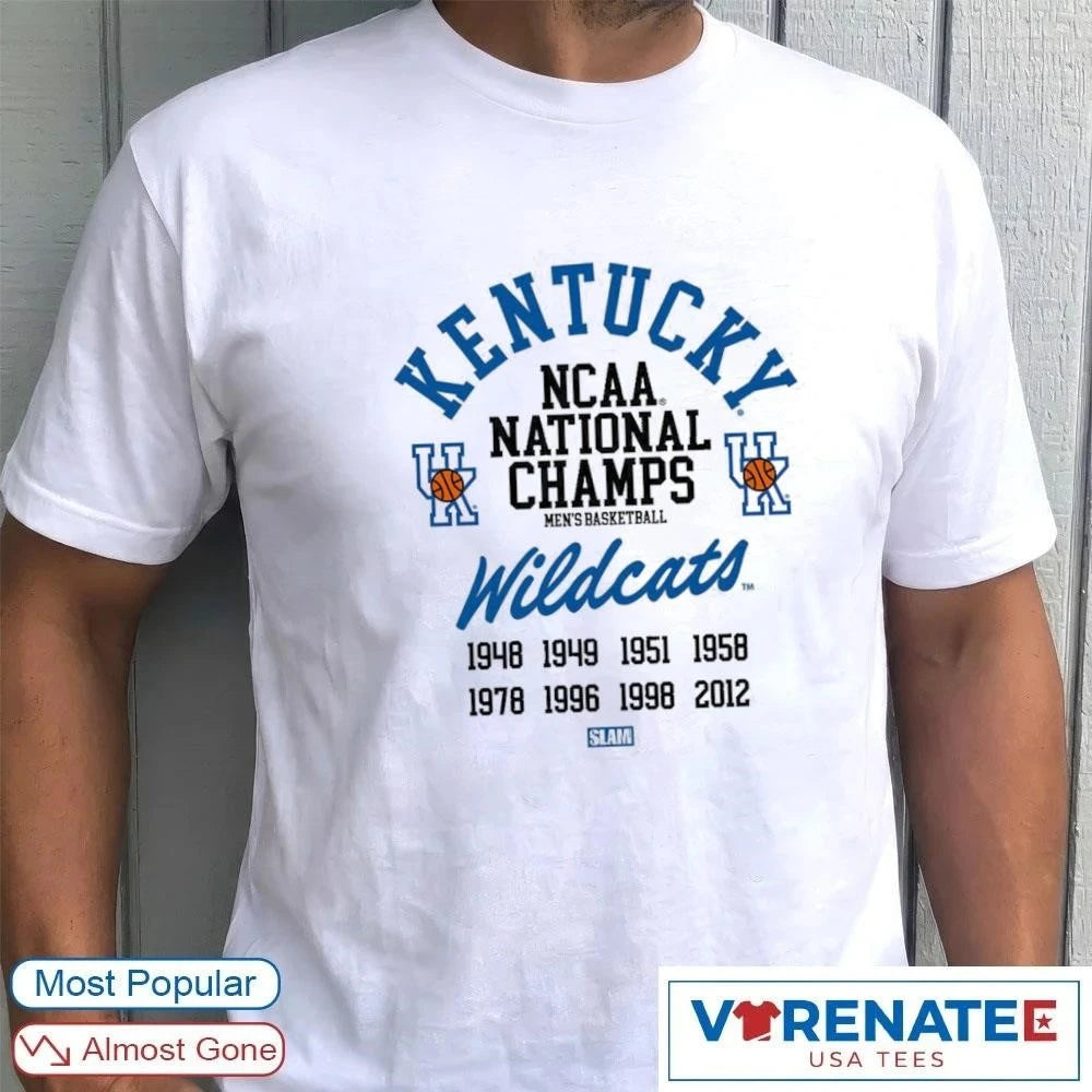 Official White Kentucky Wildcats NCAA National Champs Men’s Basketball 1948-2012 – Trending Now 2026 T-Shirt