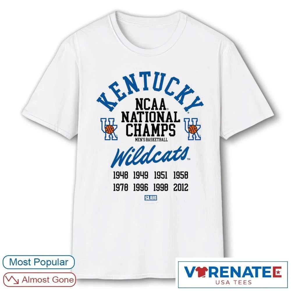 Official White Kentucky Wildcats NCAA National Champs Men’s Basketball 1948-2012 – Trending Now 2026 T-Shirt