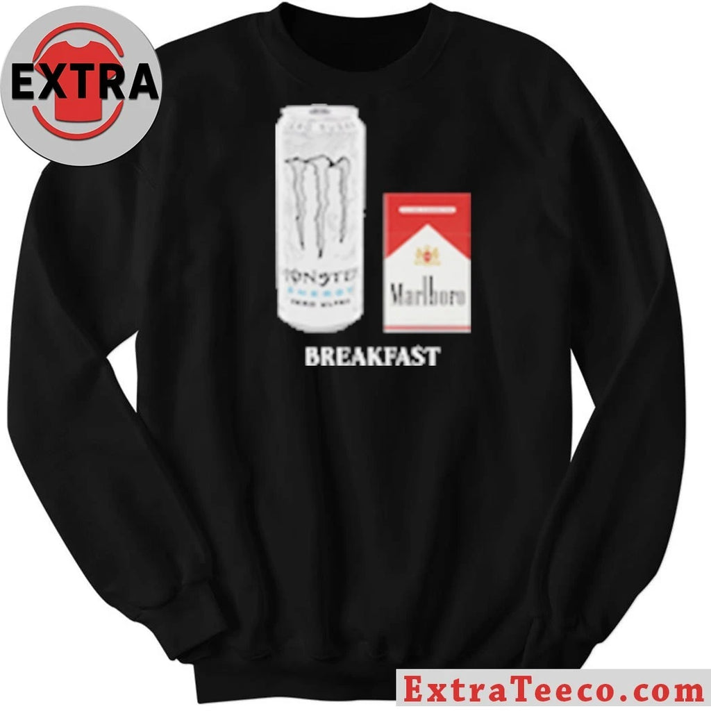 Official White Monster Marlboro Red Cigarette Breakfast T-Shirt