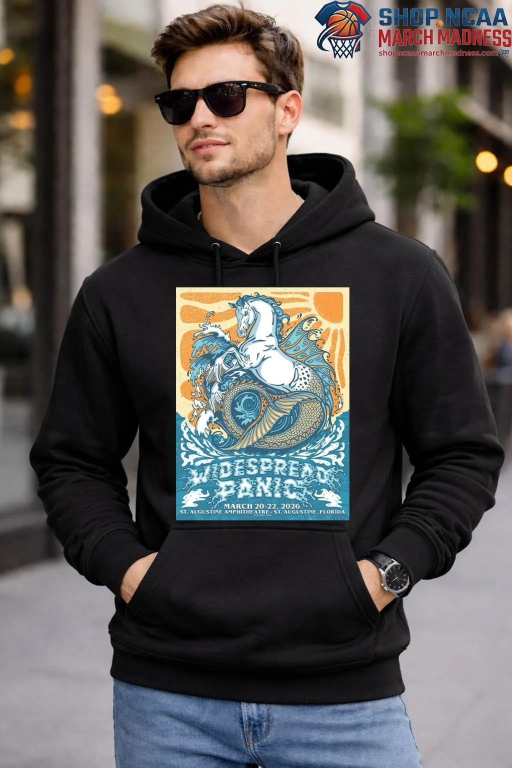 Official Widespread Panic St Augustine Florida 2026 At St Augustine Amphitheatre On March 20-22 2026 The Sea Horse Art T-Shirt