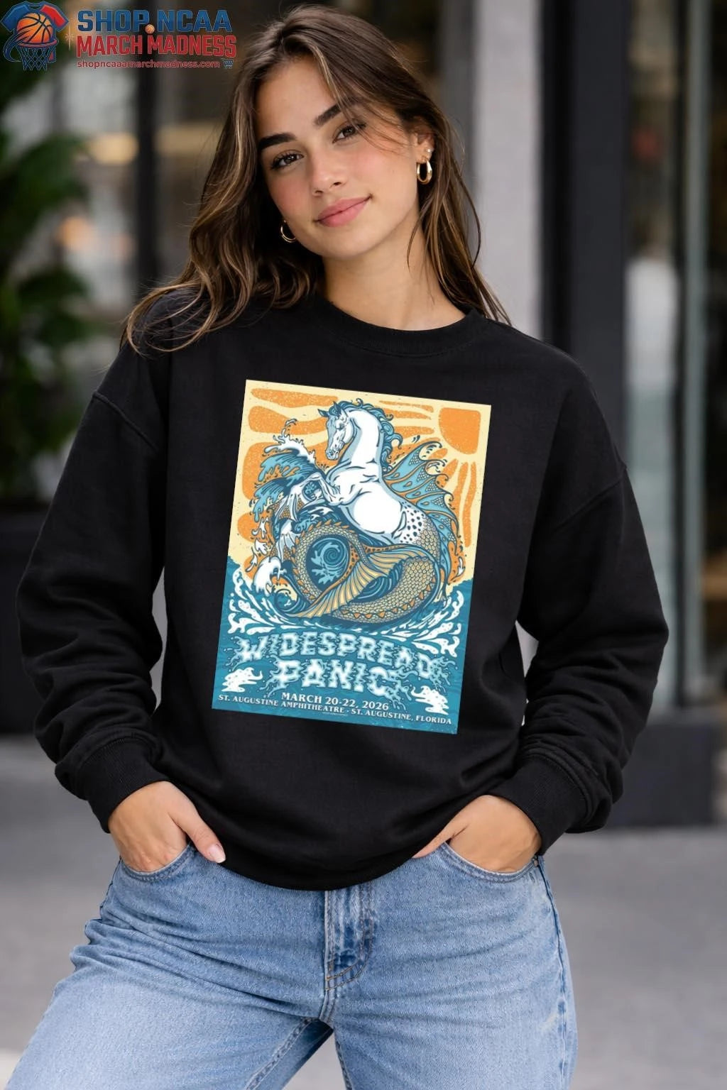 Official Widespread Panic St Augustine Florida 2026 At St Augustine Amphitheatre On March 20-22 2026 The Sea Horse Art T-Shirt