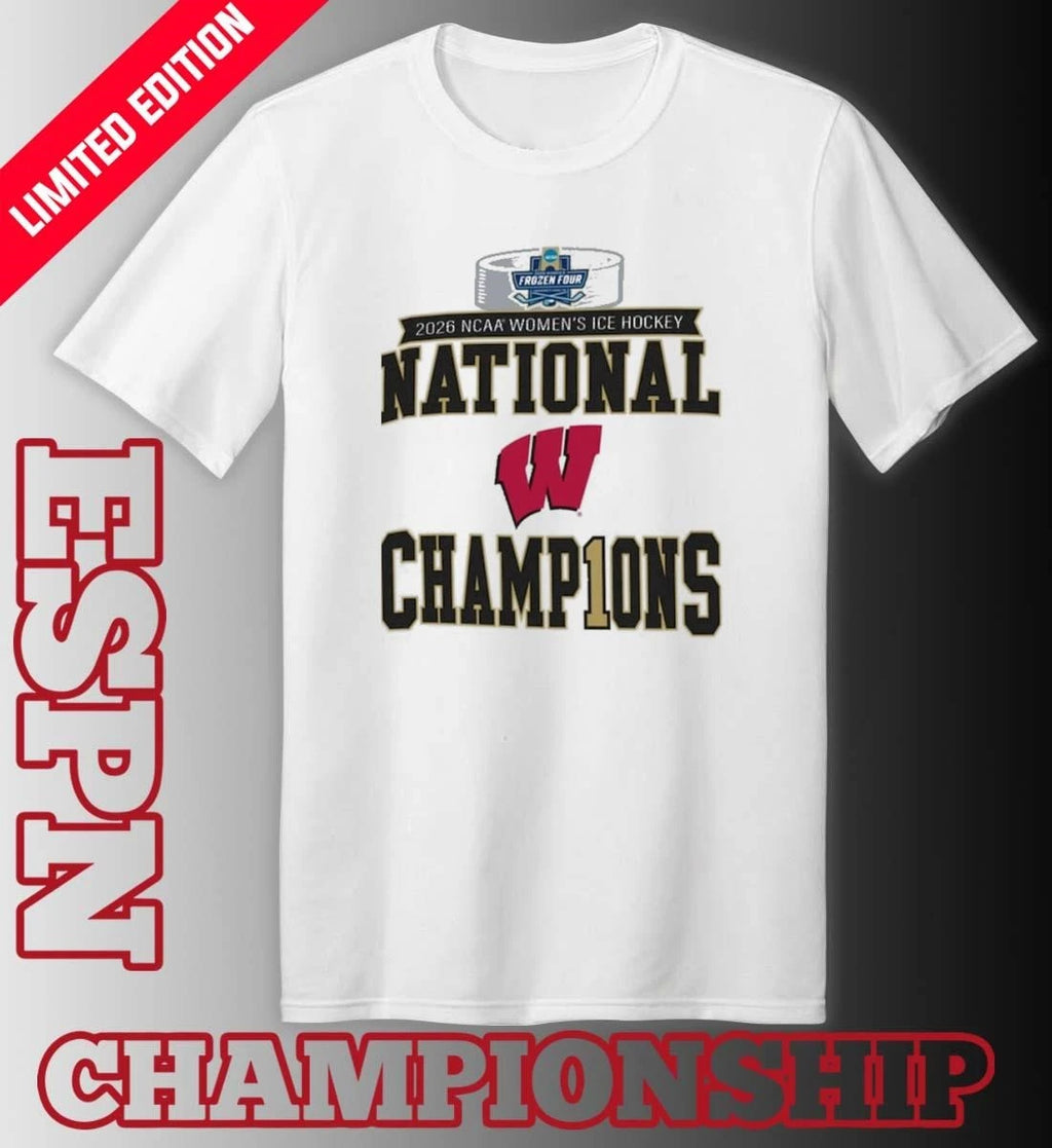 Official Wisconsin Badgers 2025 NCAA Frozen Four Women’s Ice Hockey National Champions Locker Room T-Shirt