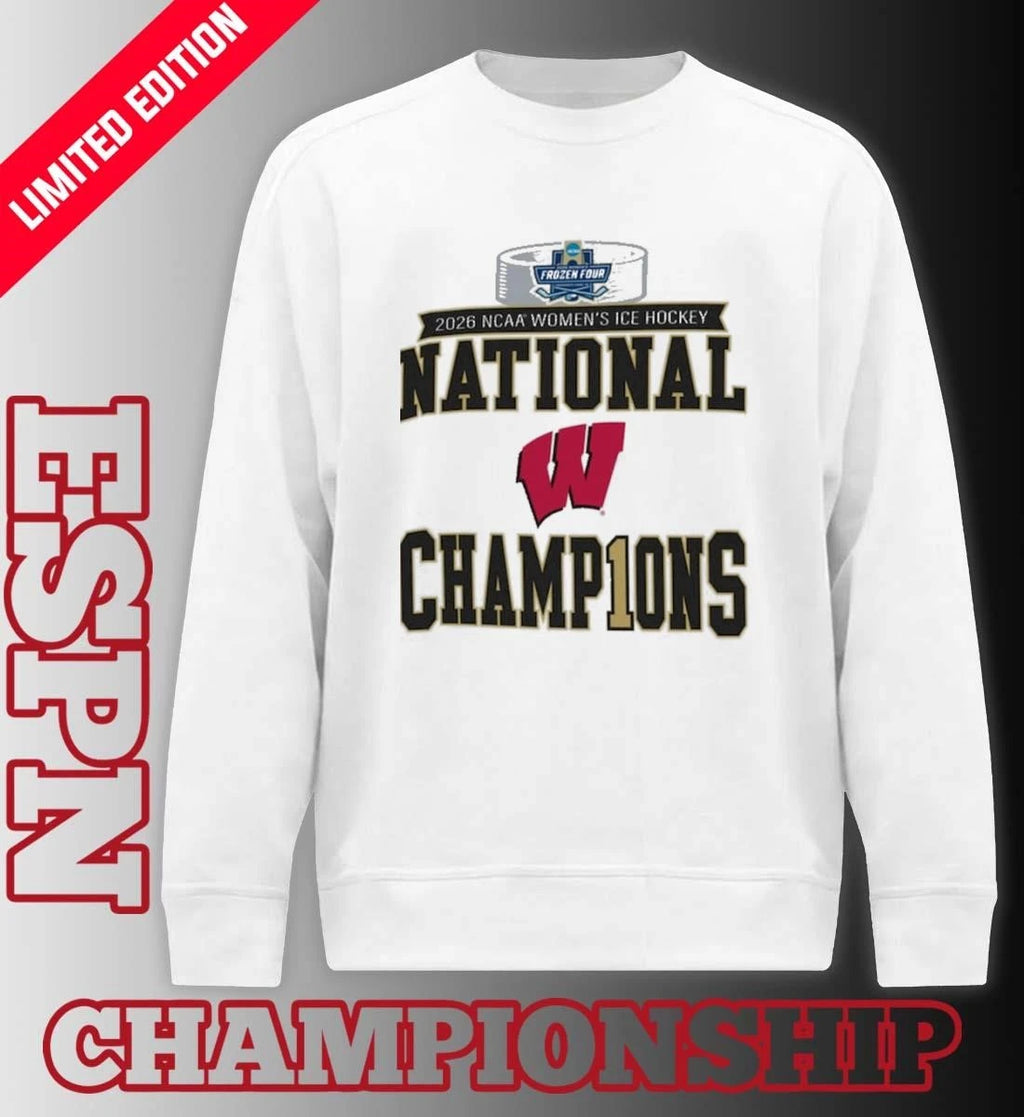 Official Wisconsin Badgers 2025 NCAA Frozen Four Women’s Ice Hockey National Champions Locker Room T-Shirt