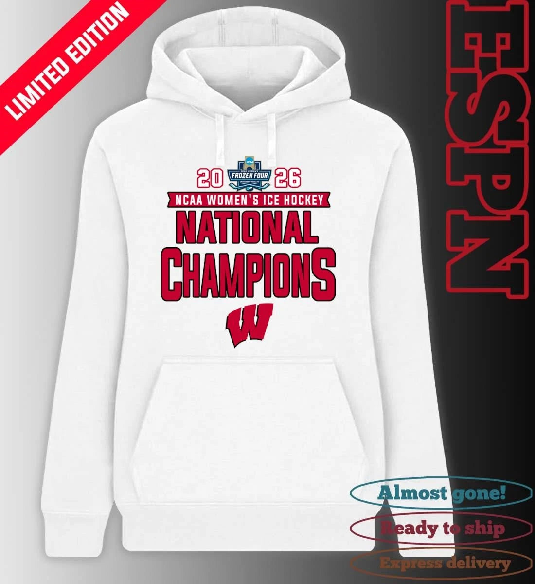 Official Wisconsin Badgers 2026 NCAA Women’s Ice Hockey National Champions T-Shirt