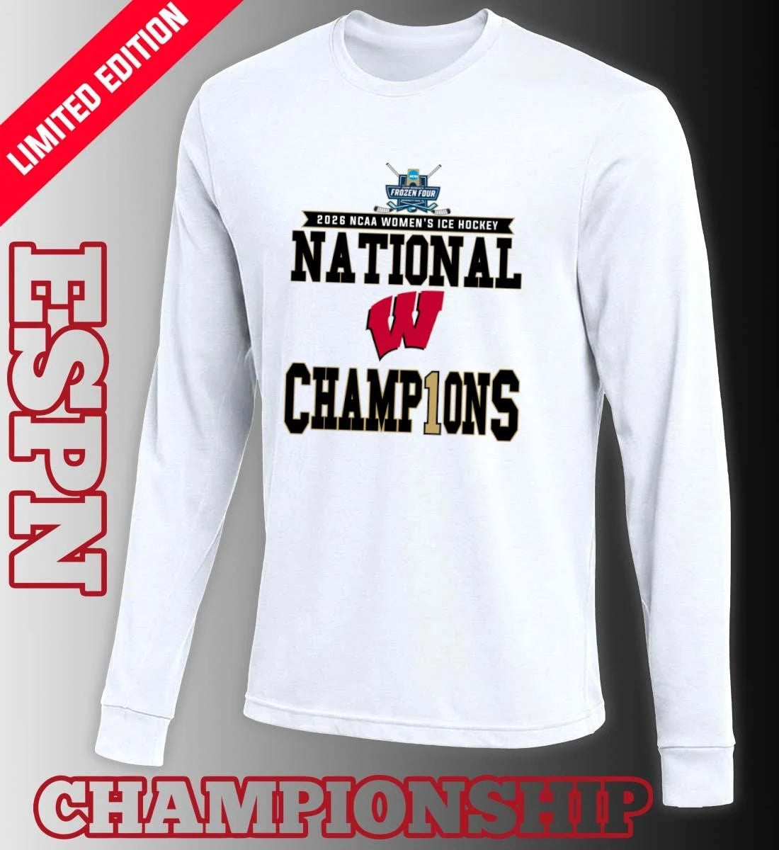 Official Wisconsin Badgers 2026 NCAA Women’s Ice Hockey National Champions Locker Room T-Shirt