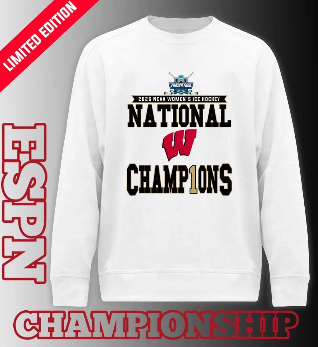 Official Wisconsin Badgers 2026 NCAA Women’s Ice Hockey National Champions Locker Room T-Shirt
