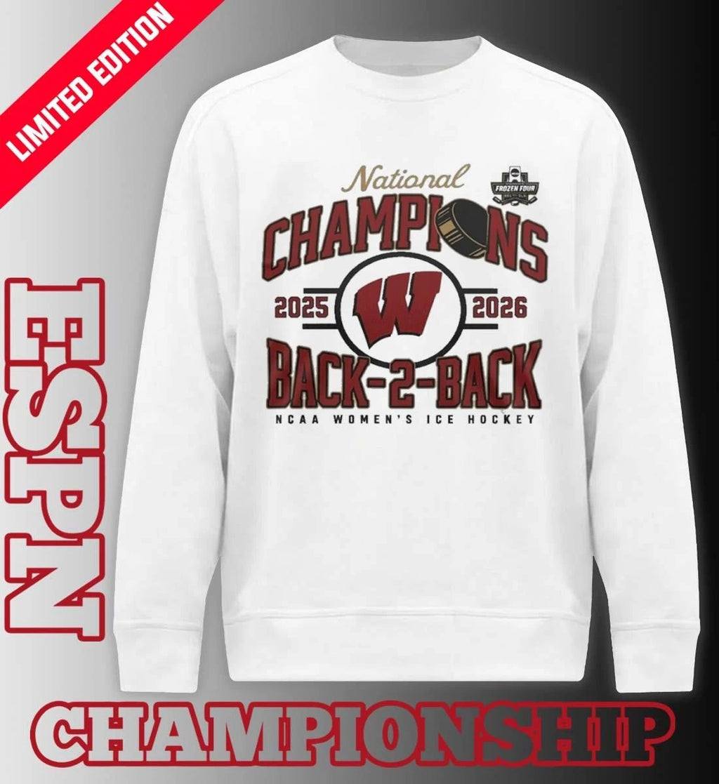 Official Wisconsin Badgers Back-To-Back NCAA Women’s Ice Hockey National Champions Shirt