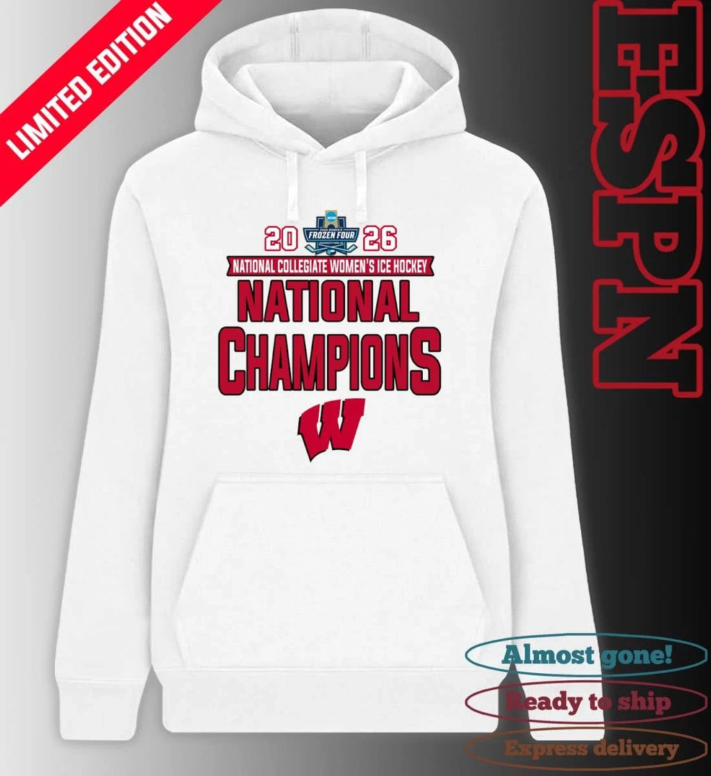 Official Wisconsin Badgers National Collegiate Women’s Ice Hockey Champions 2026 T-Shirt