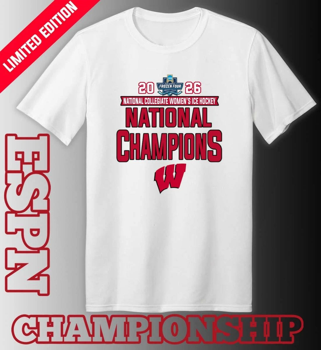 Official Wisconsin Badgers National Collegiate Women’s Ice Hockey Champions 2026 T-Shirt