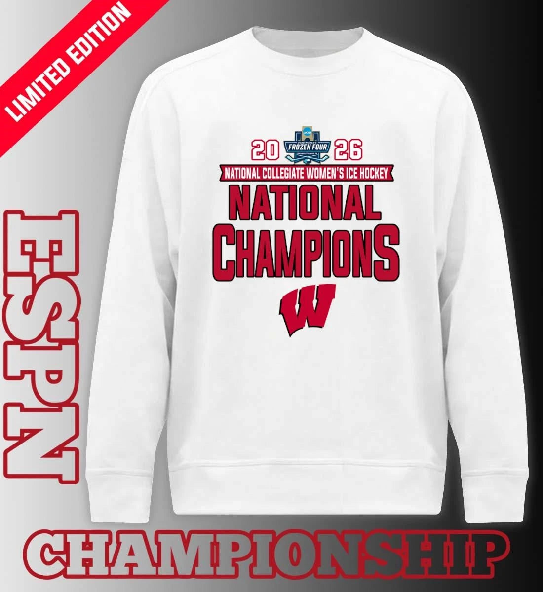 Official Wisconsin Badgers National Collegiate Women’s Ice Hockey Champions 2026 T-Shirt
