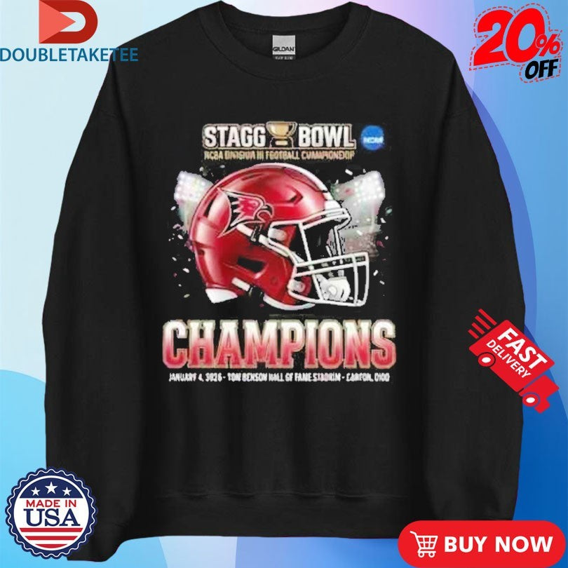 Official Wisconsin-River Falls Falcons Champion Stagg Bowl NCAA Division III January 4 2026 At Tom Benson Hall Of Fame Stadium Canton Ohio Helmet Shirts