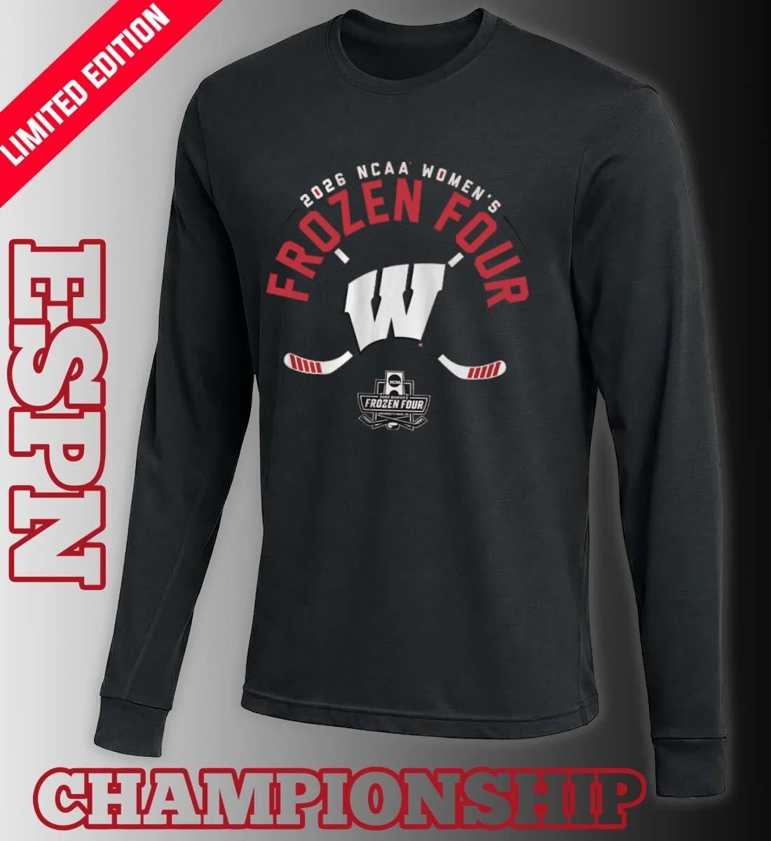 Official Wisconsin Women’s Ice Hockey 2026 Frozen Four T-Shirt