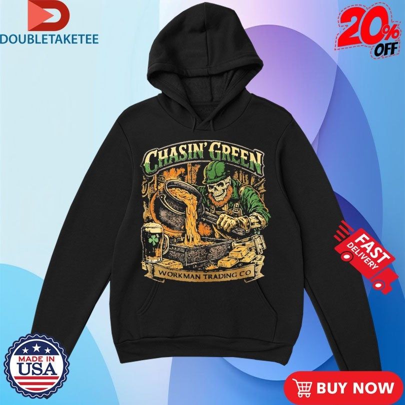 Official Workman Chasin’ Green St Patrick’s Day Beer Skeleton Shirts
