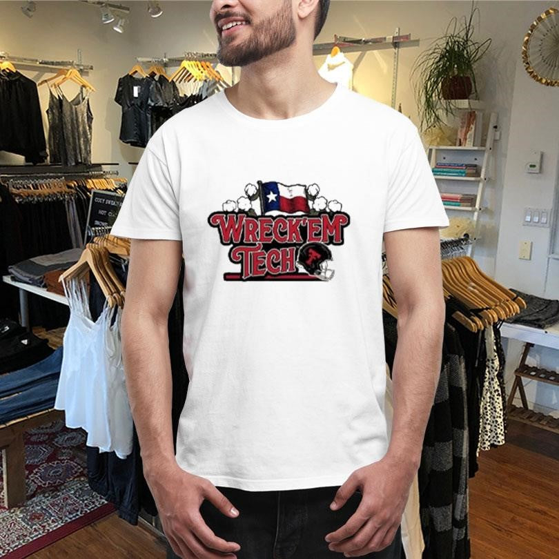 Official Wreck ‘Em Texas Tech Red Raiders Flag Helmet Shirts