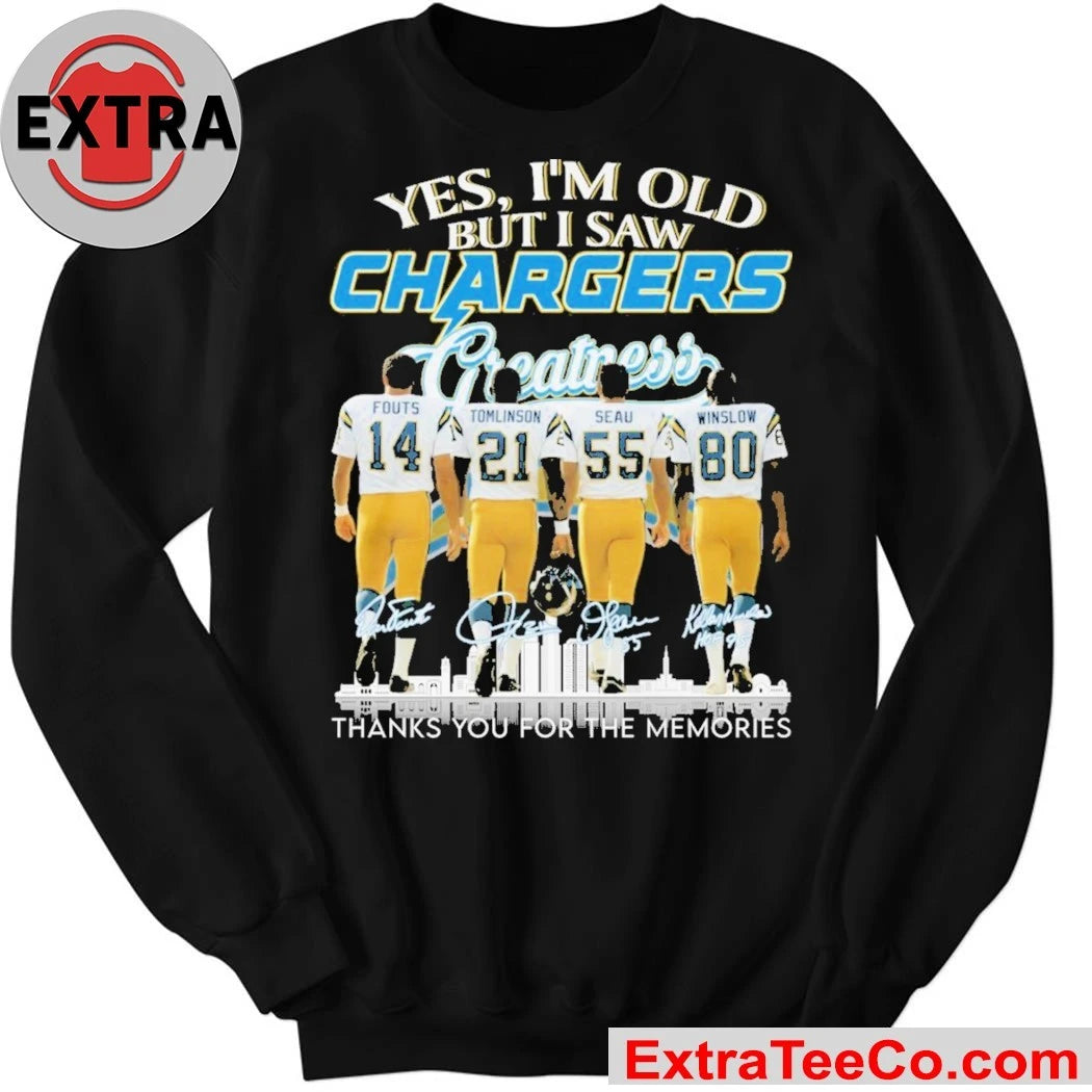 Official Yes Im Old But I Saw Los Angeles Chargers Greatness Signature Thank You For The Memories Unisex T-shirt