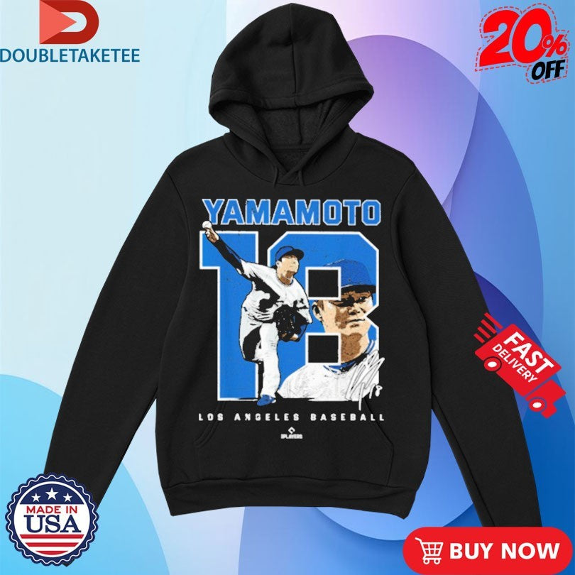 Official Yoshinobu Yamamoto #18 Caricature Los Angeles Dodgers Signature Shirts