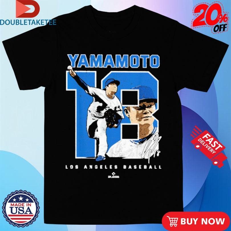 Official Yoshinobu Yamamoto #18 Caricature Los Angeles Dodgers Signature Shirts