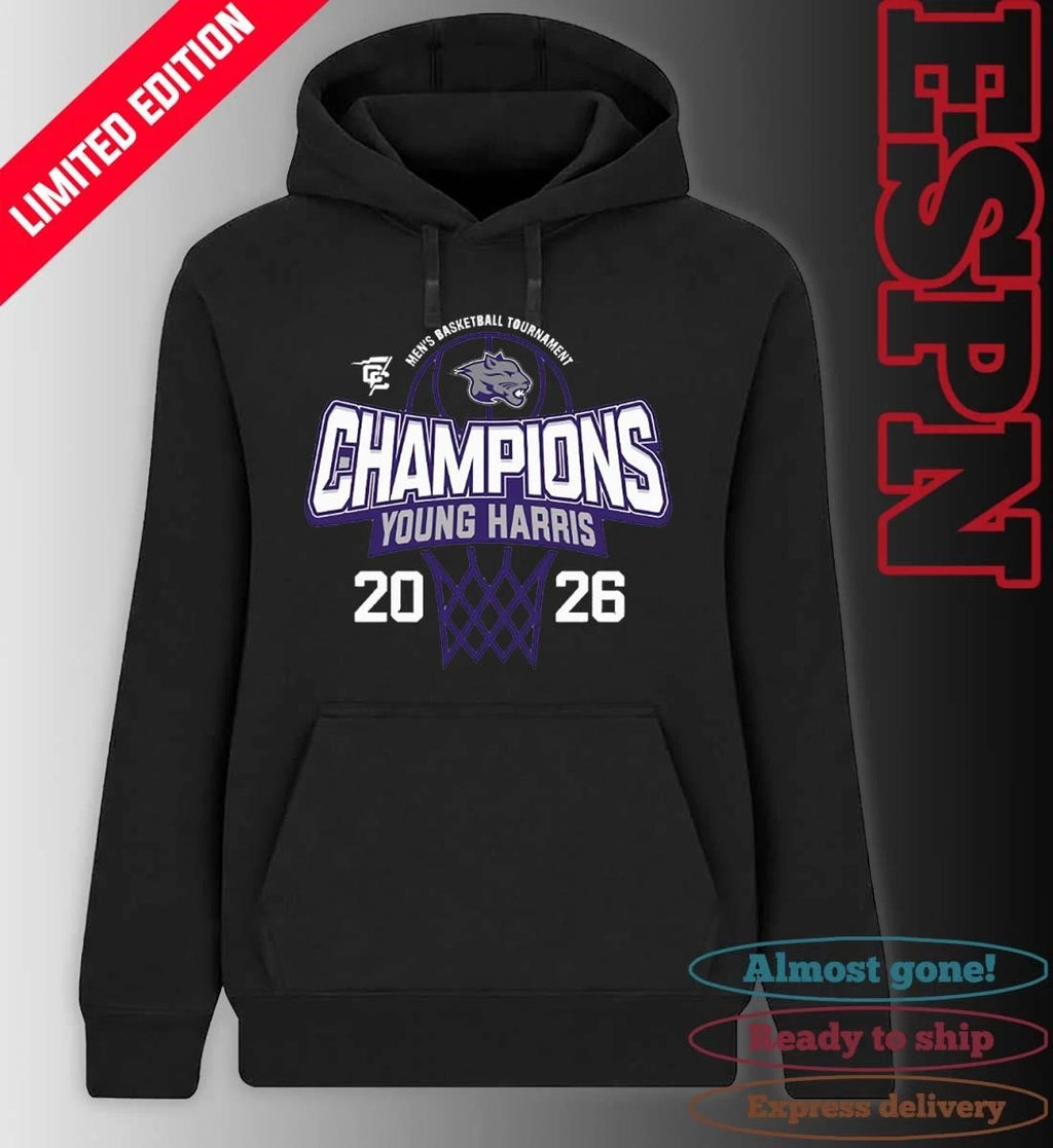 Official Young Harris College Men’s Basketball 2026 Conference Carolinas Tournament Champions Shirt