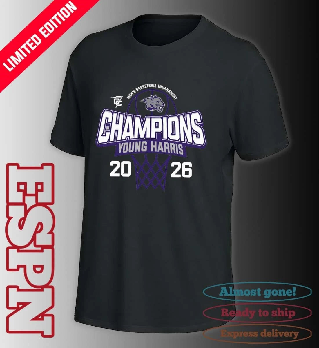 Official Young Harris College Men’s Basketball 2026 Conference Carolinas Tournament Champions Shirt