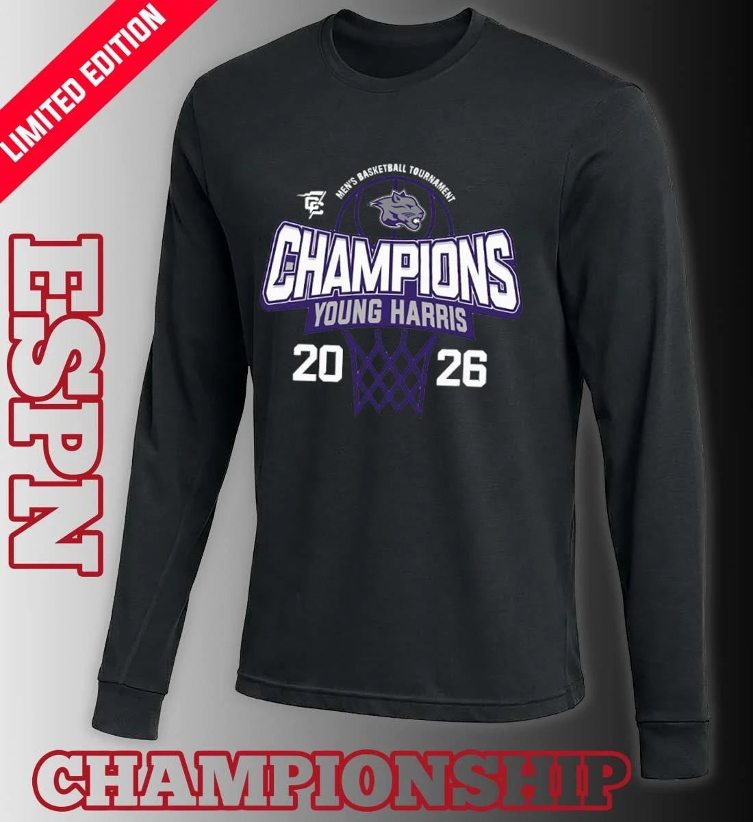 Official Young Harris College Men’s Basketball 2026 Conference Carolinas Tournament Champions Shirt