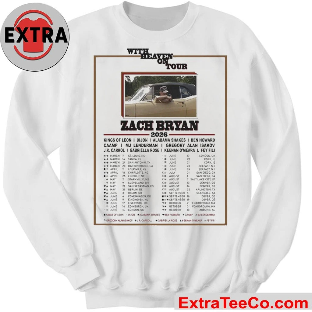 Official Zach Bryan With Heaven On Tour 2026 Signature Shirt