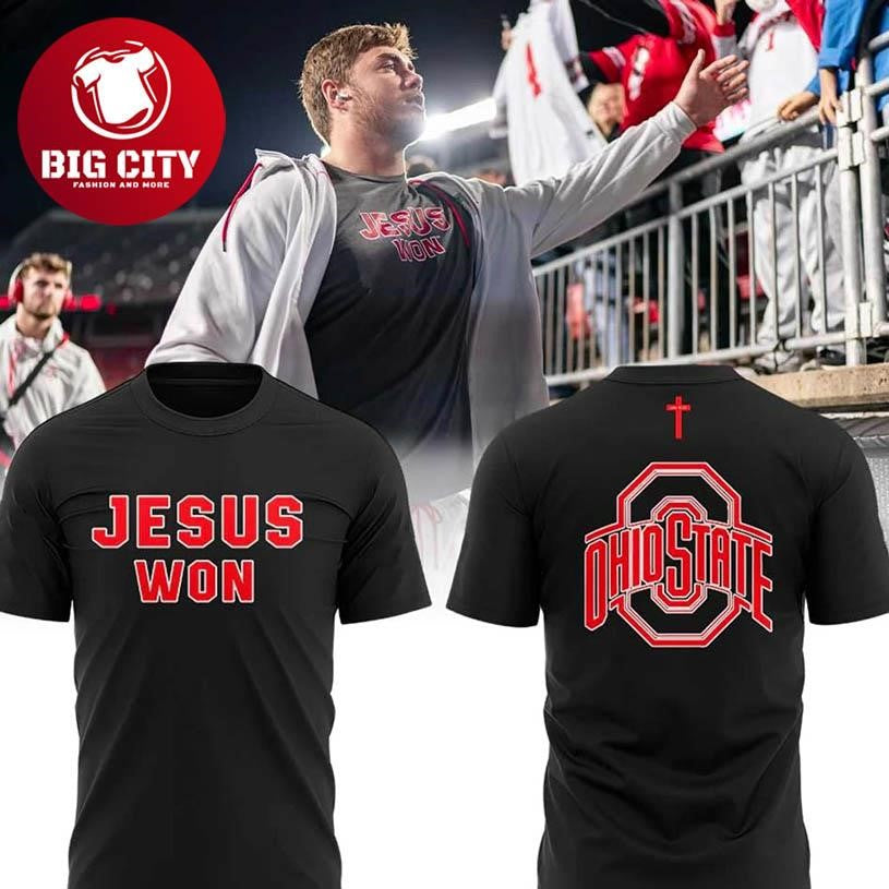 Ohio State Football Thank You Jesus Won 2025 Two Sided Shirt
