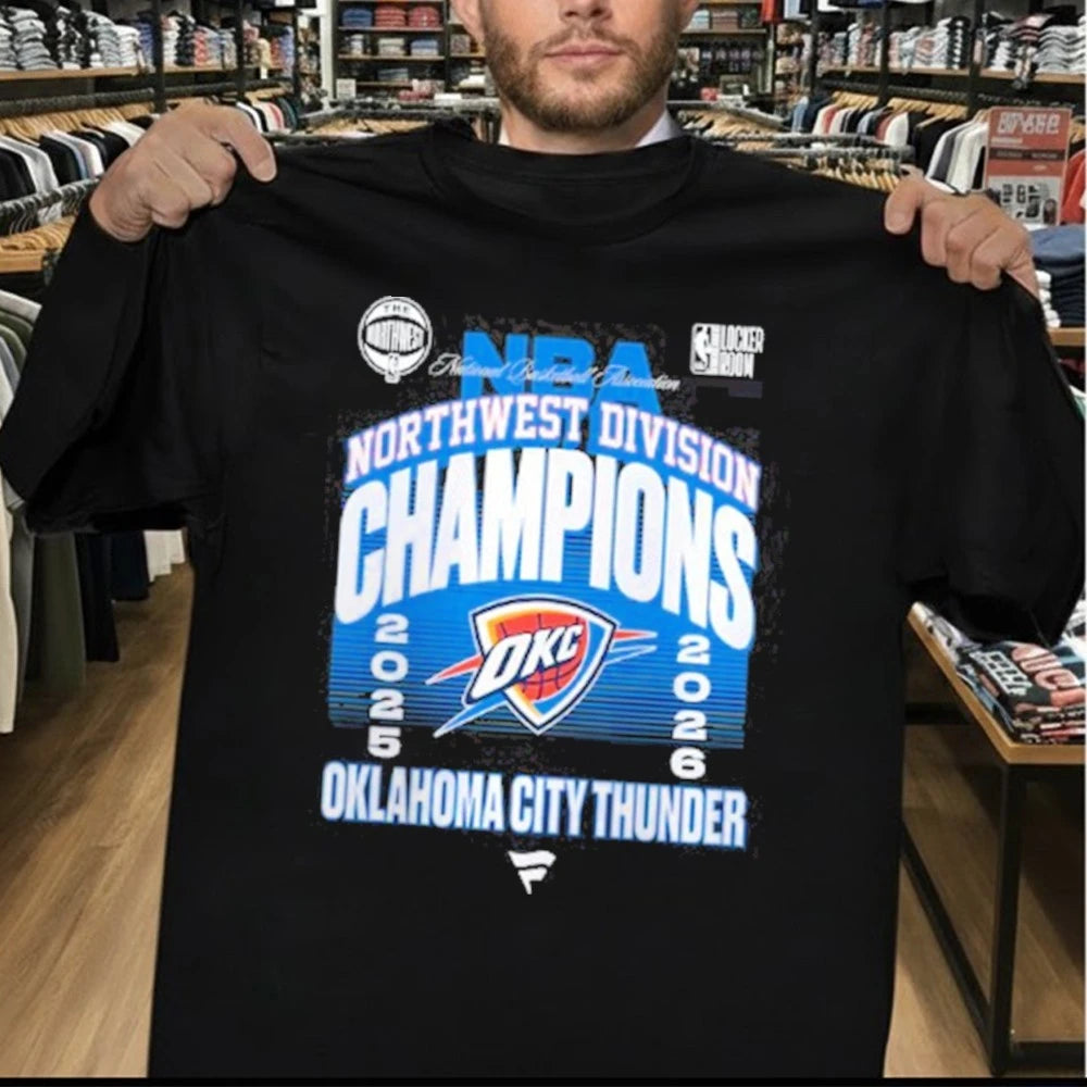 Oklahoma City Thunder Black 2026 2026 Northwest Division Champions Locker Room T-Shirt