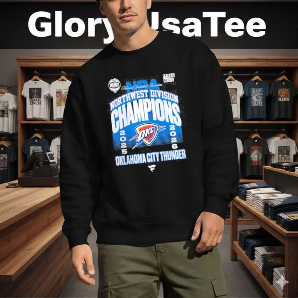 Oklahoma City Thunder Black 2026 2026 Northwest Division Champions Locker Room T-Shirt