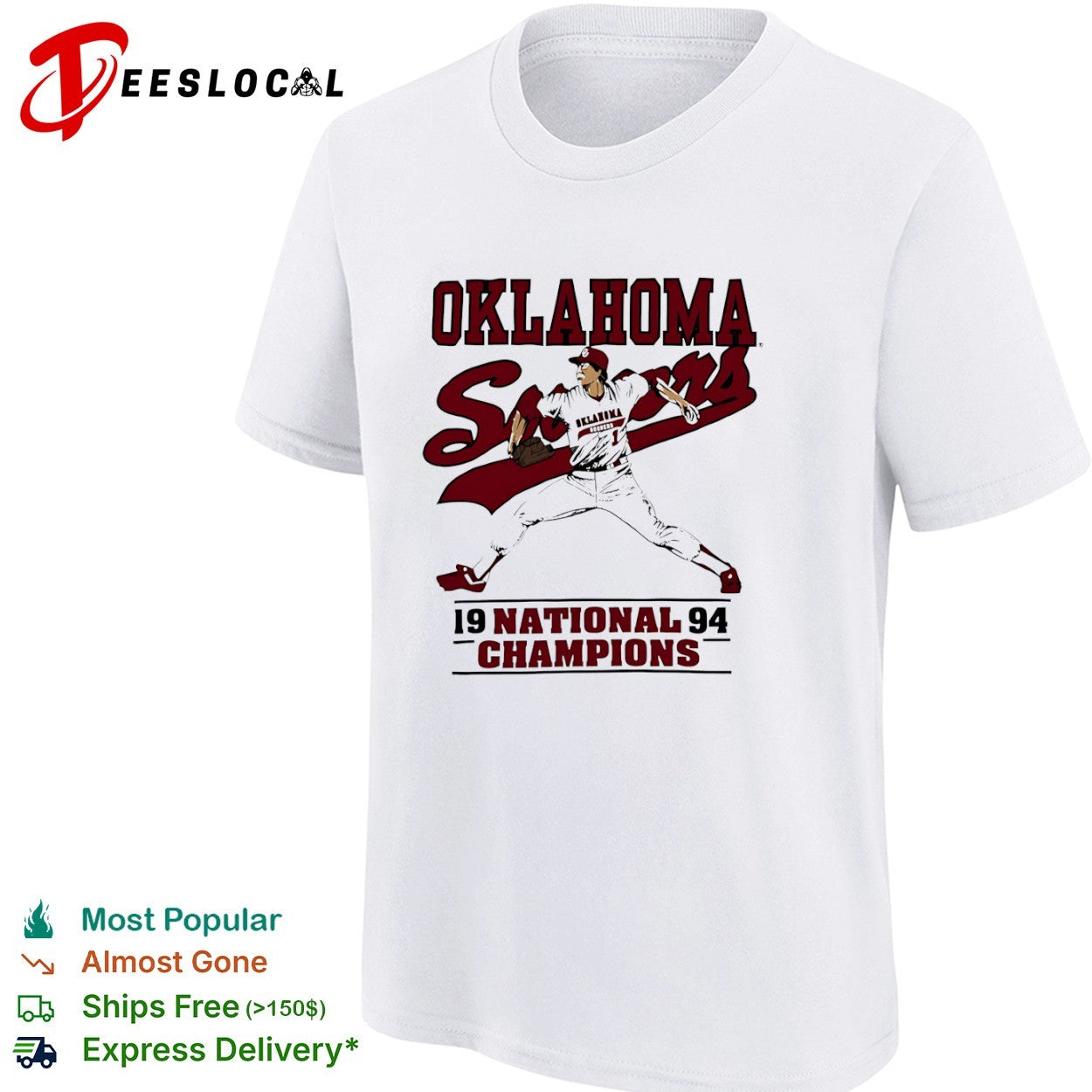 Oklahoma Sooners 1994 national champions baseball player shirt