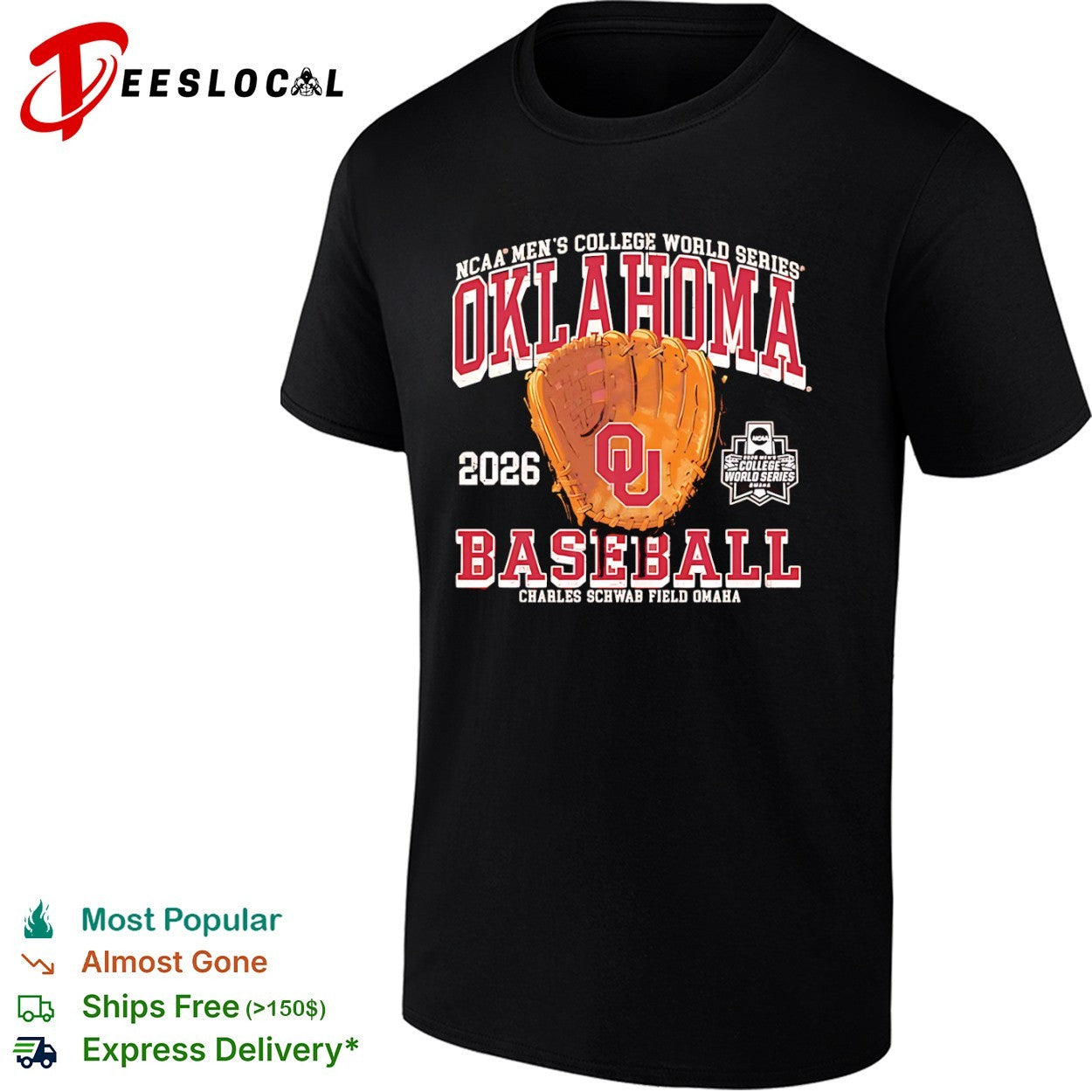 Oklahoma Sooners 2026 NCAA College World Series Baseball Charles Schwab Field shirt