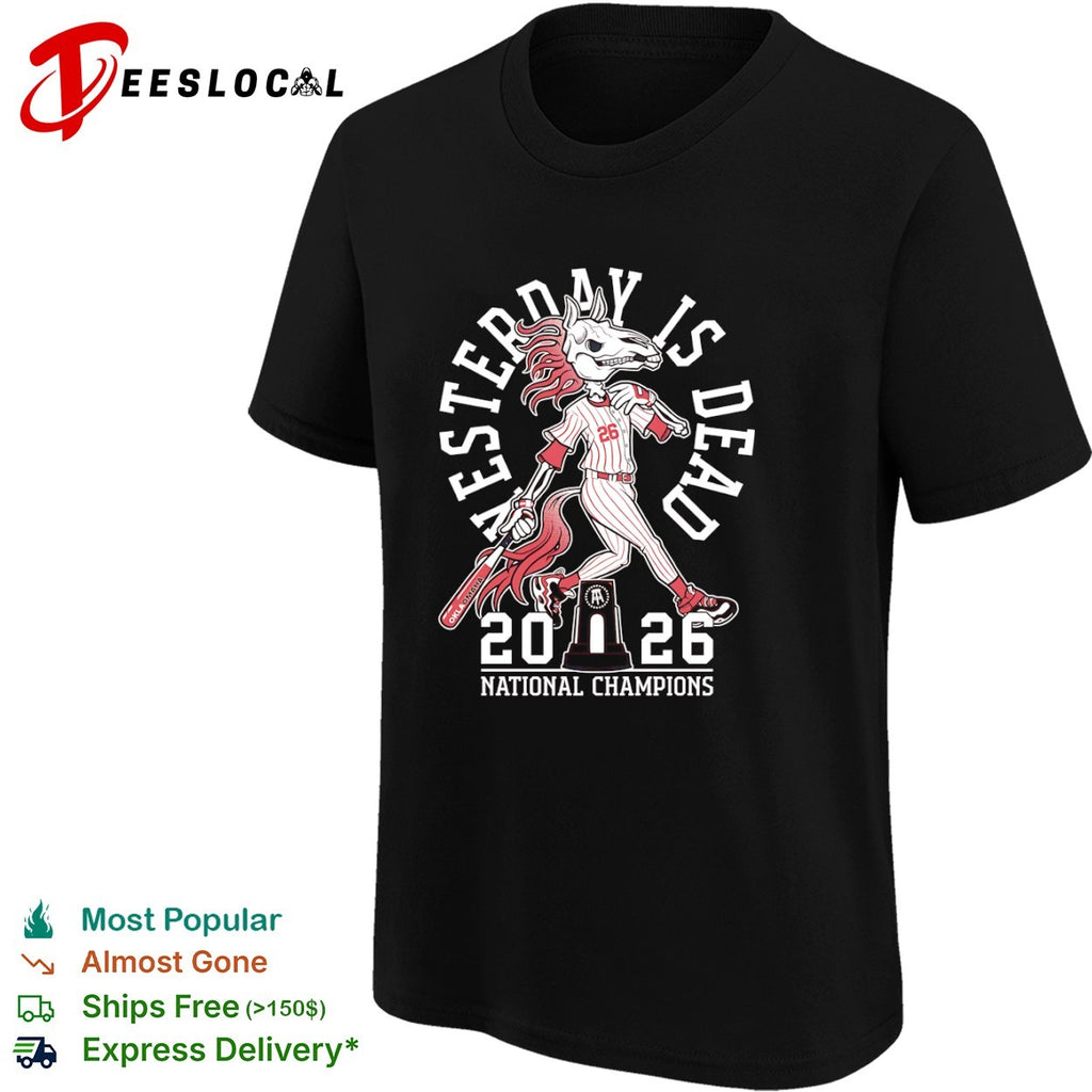 Oklahoma Sooners Barstool Sports yesterday is dead 2026 national champions horse skeleton shirt