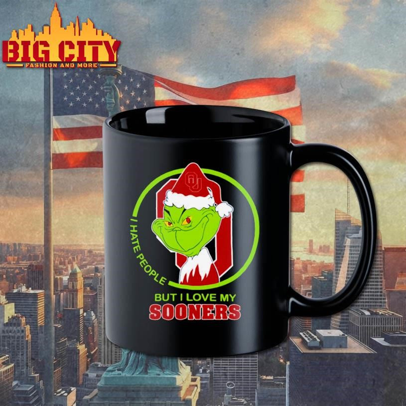 Oklahoma Sooners Grinch Christmas Hates People But Loves Football Shirt