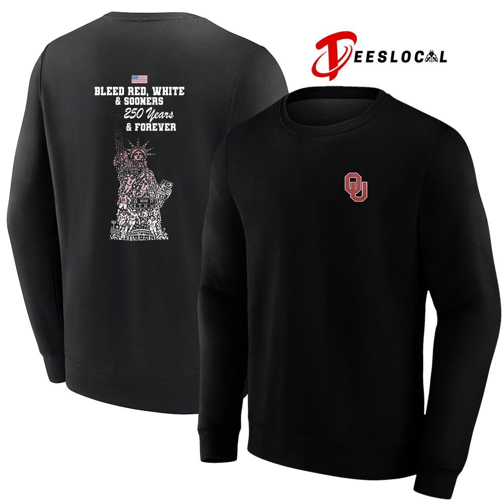Oklahoma Sooners NCAA Independance Day 250 years and forever Statue of Liberty shirt