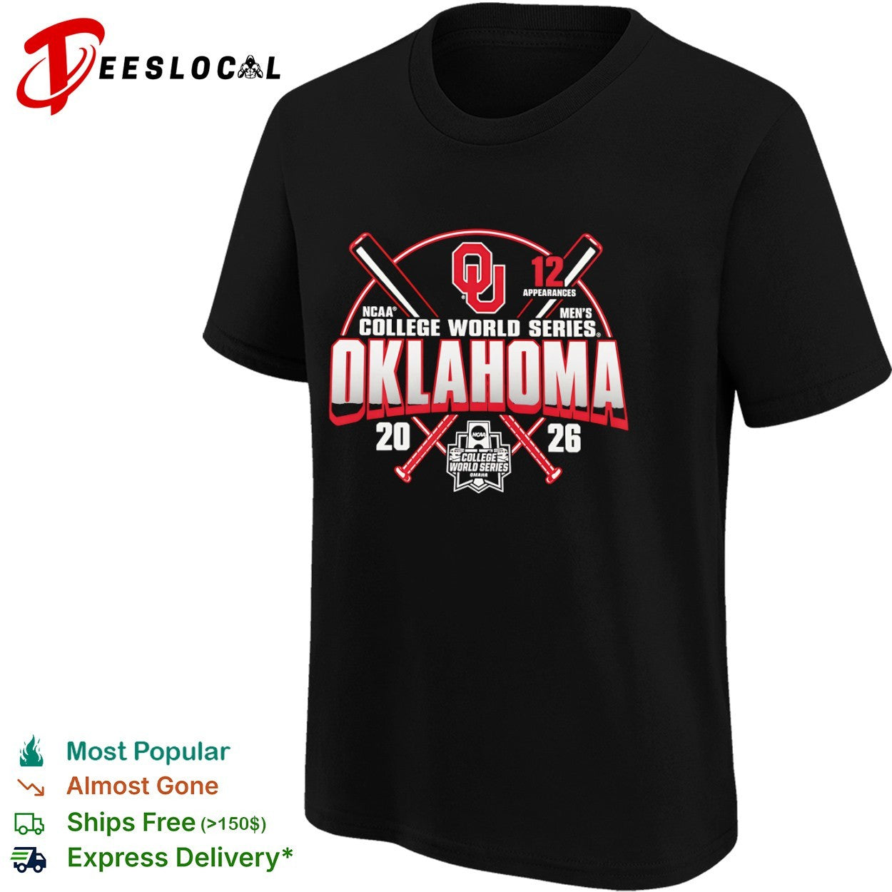 Oklahoma Sooners NCAA men college world series 2026 baseball shirt