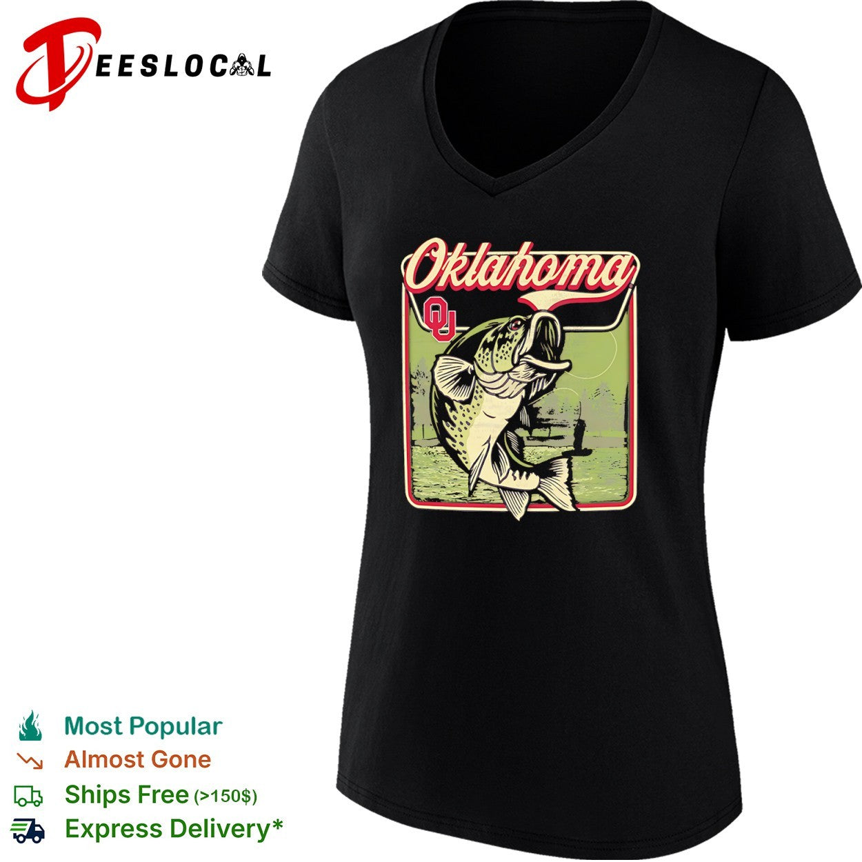 Oklahoma Sooners OU bass fish shirt