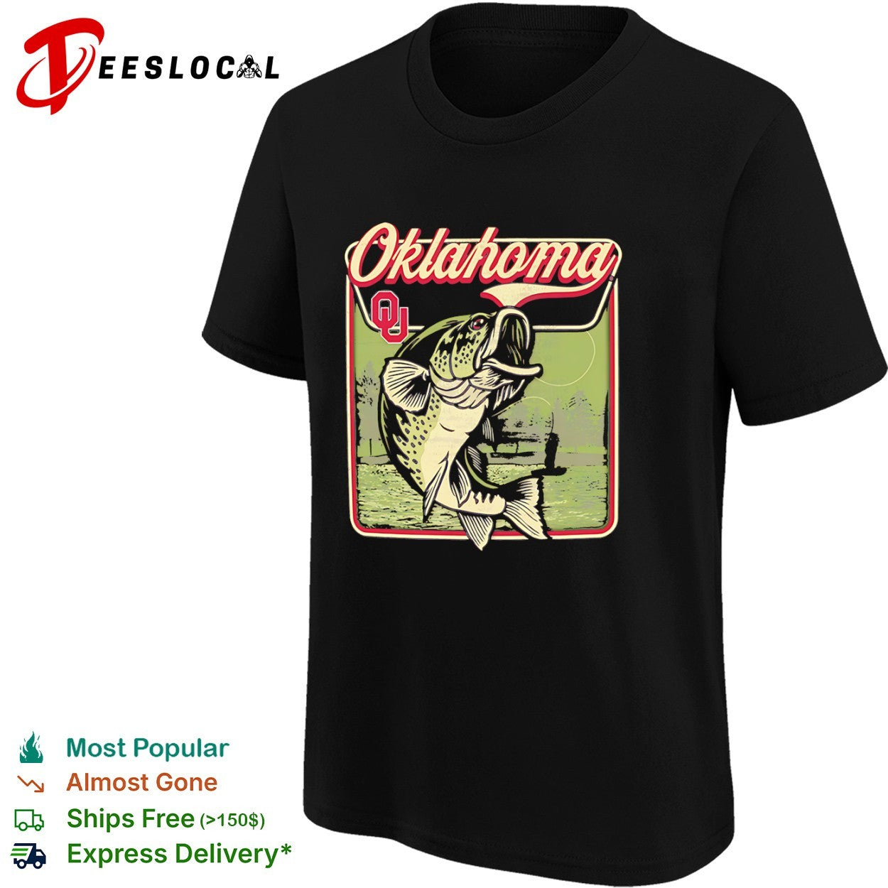 Oklahoma Sooners OU bass fish shirt