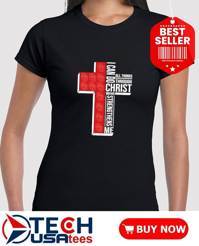 Oklahoma Sooners Women’s Basketball cross I can do all things through christ who strengthens me shirt